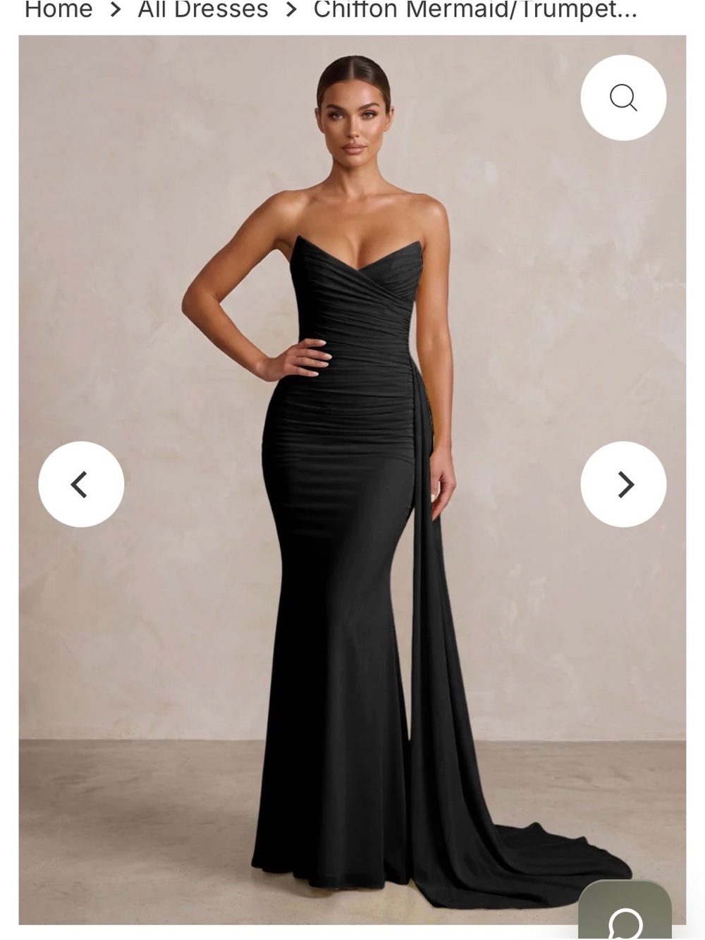 Strapless Black Mermaid Maxi Dress with Side Drape